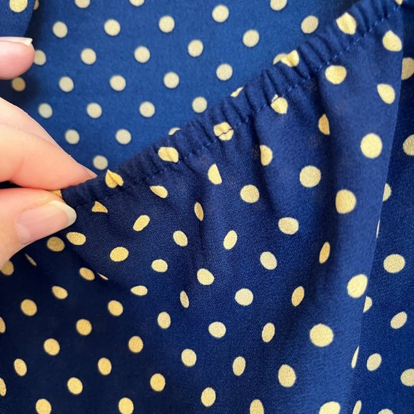 Paper Moon women's navy and yellow polka dot blouse with scalloped edges Size s - Picture 10 of 10